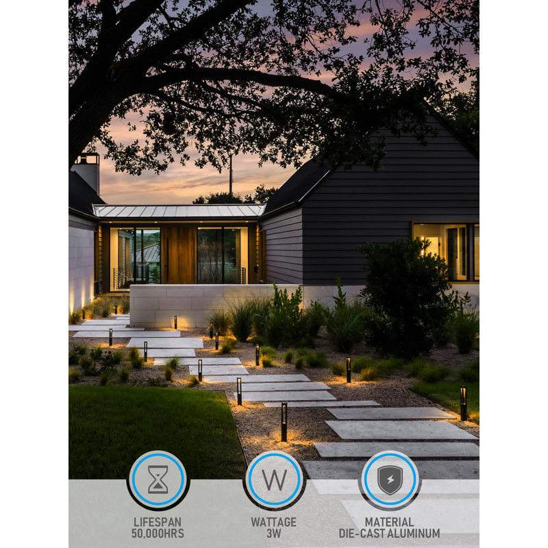 Low Voltage Landscape Lights Unique Lighting Effects LED Pathway 172LM IP65 Aluminum Outdoor Driveway Light 3000K Warm White Black Finish Pack